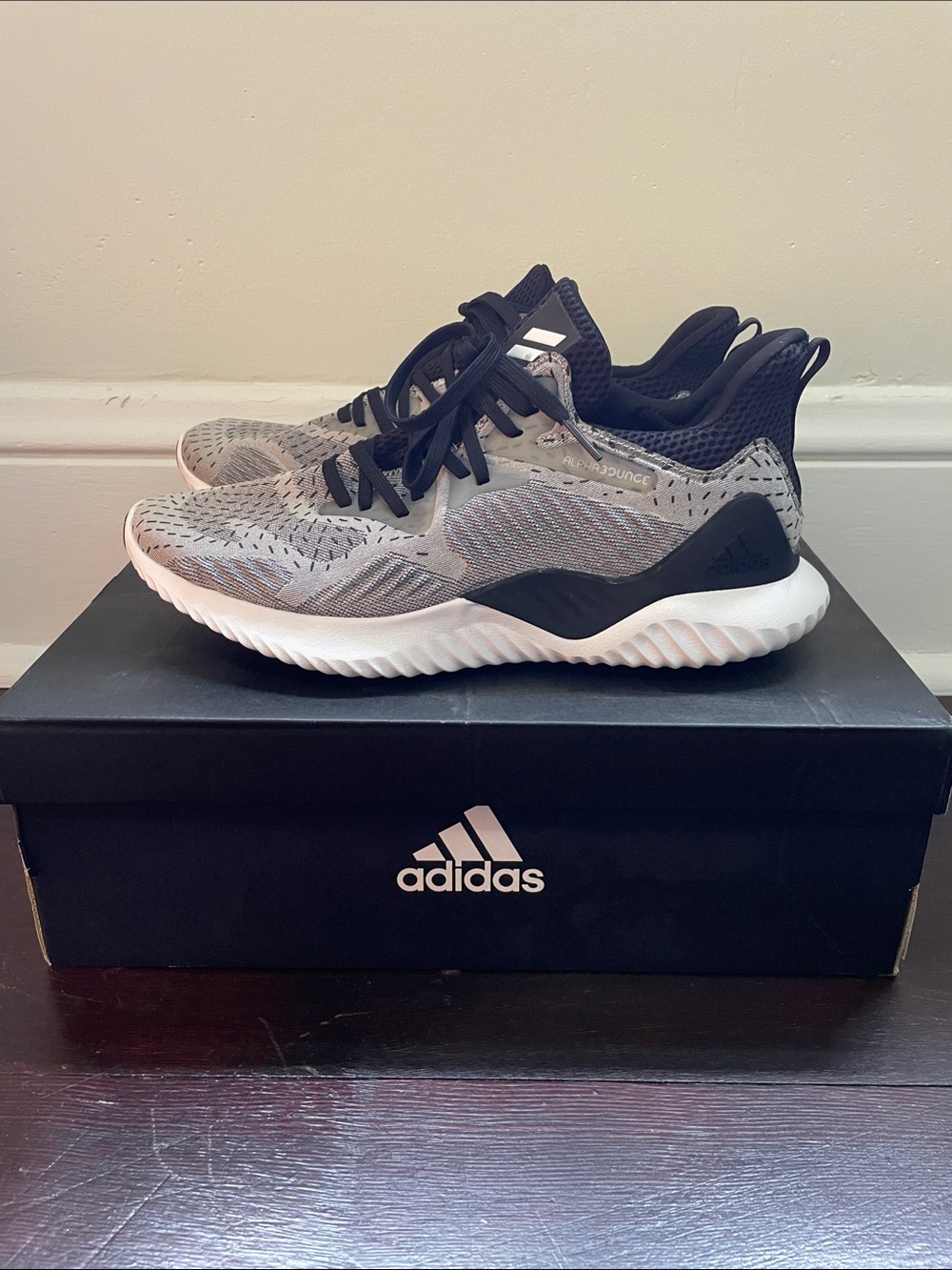 Gray and Black Adidas alphabounce beyond m Athletic Sneakers In Men’s 9.5